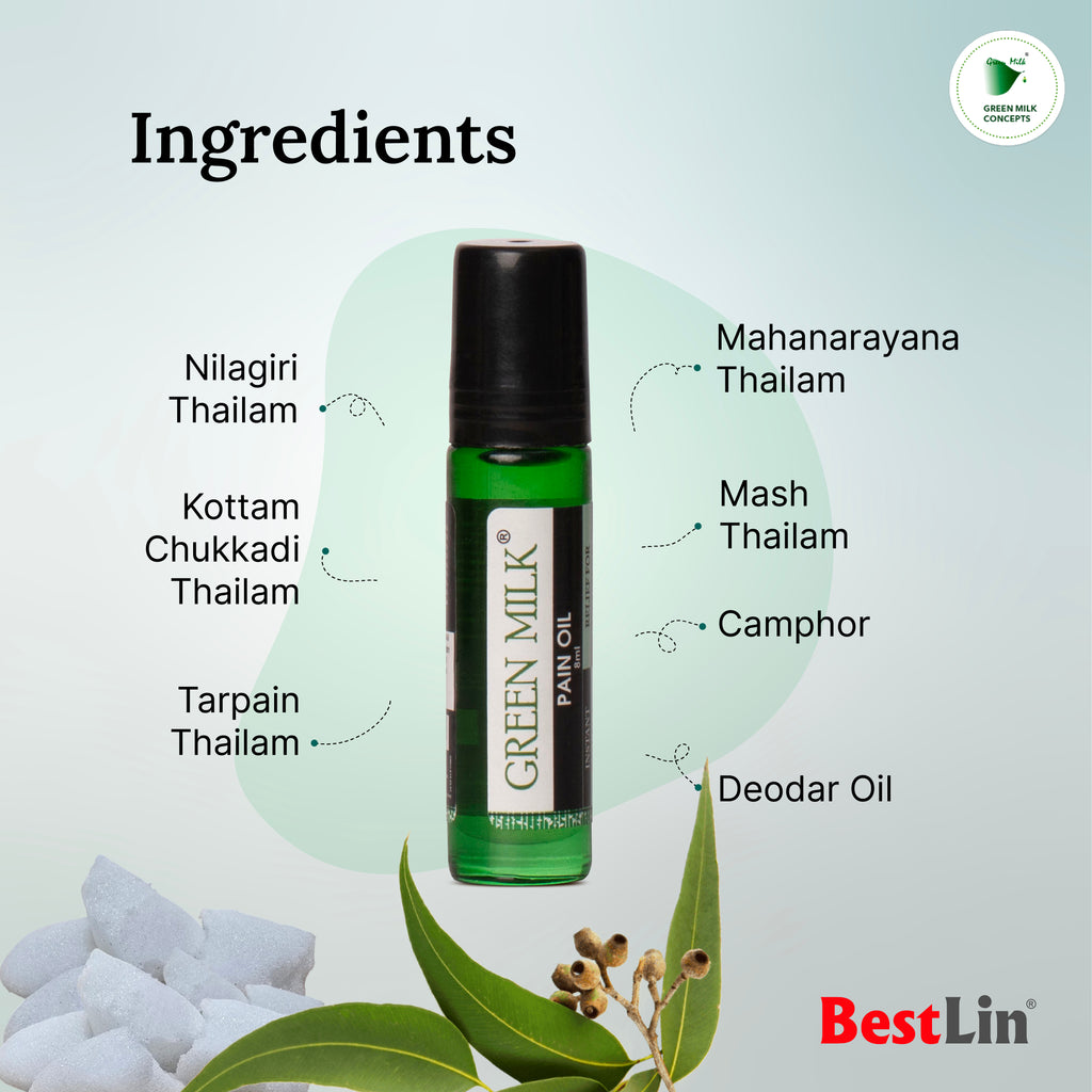 Green Milk Pain Oil (8ml) Pack of 6 – Ayurvedic Oil for Muscle & Joint Comfort