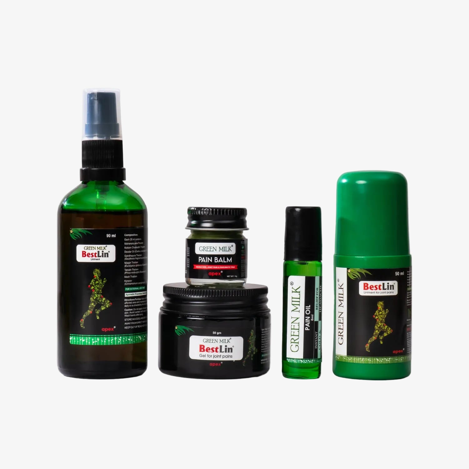 Collection of skincare and hair care products with visible branding on a white background
